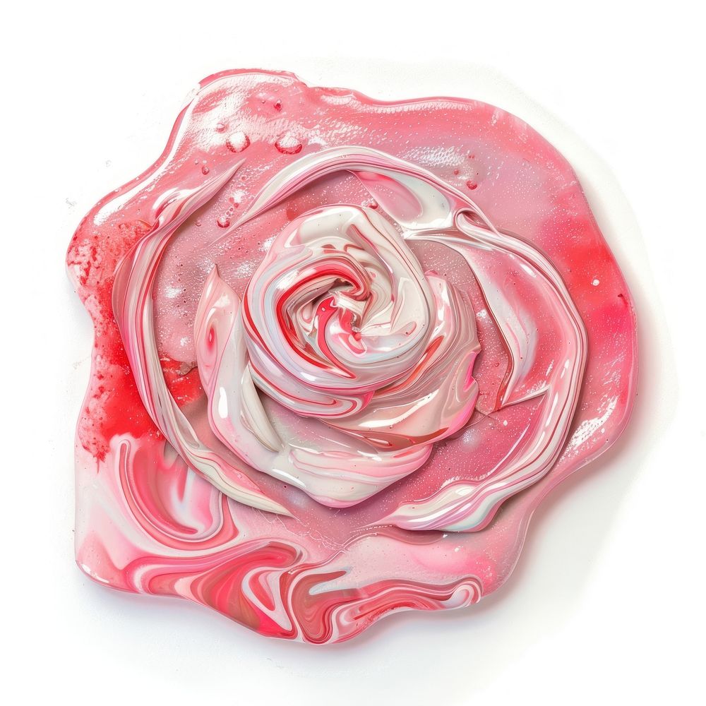 Acrylic pouring paint rose flower shape plant.