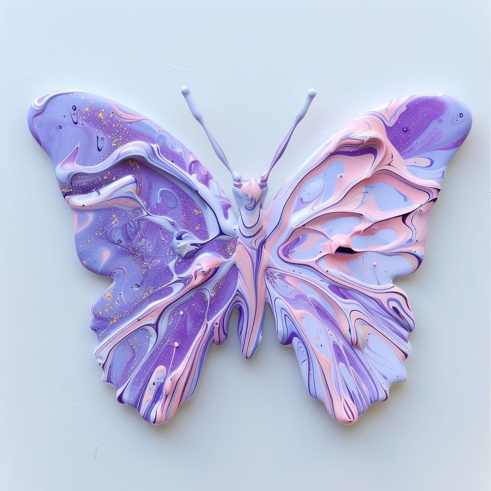 Acrylic pouring butterfly purple accessories creativity.