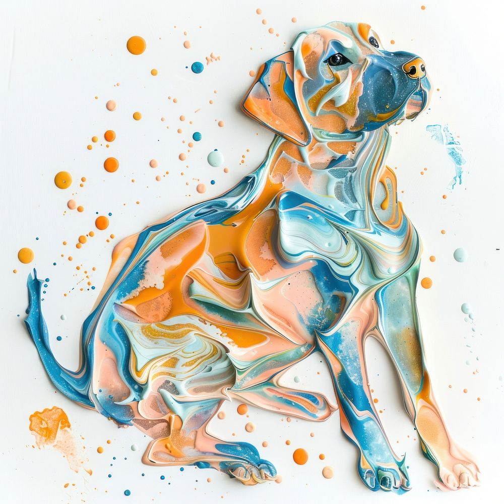 Acrylic pouring dog painting animal mammal.