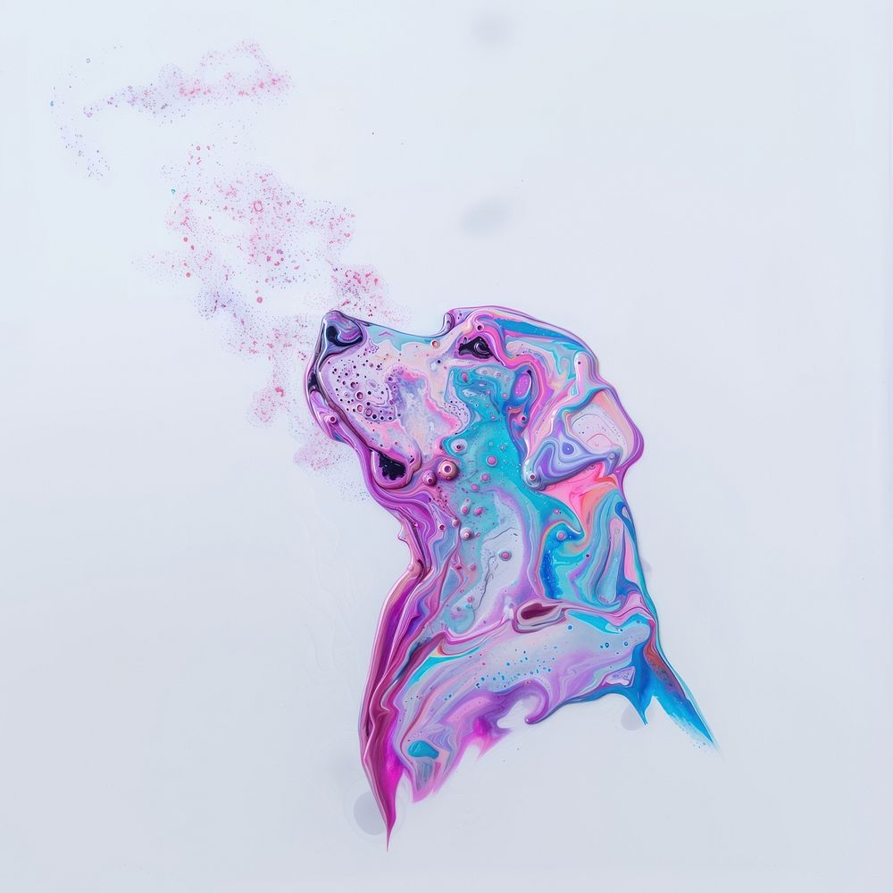 Acrylic pouring dog painting drawing animal.