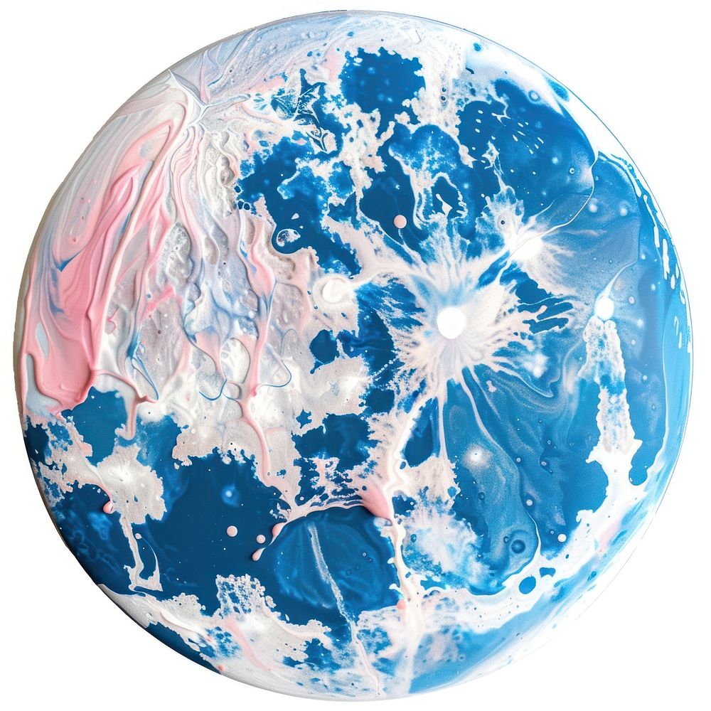 Acrylic pouring moon sphere planet shape.