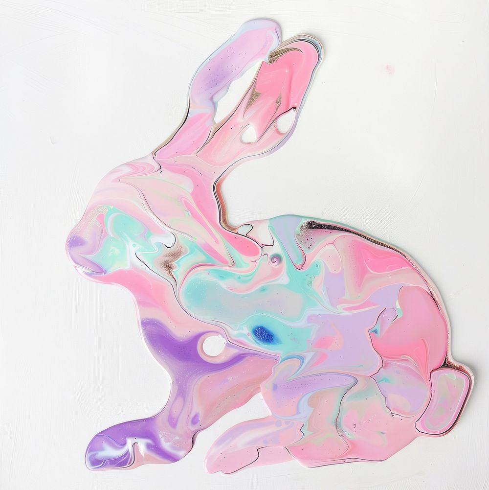 Acrylic pouring rabbit drawing animal | Premium Photo - rawpixel