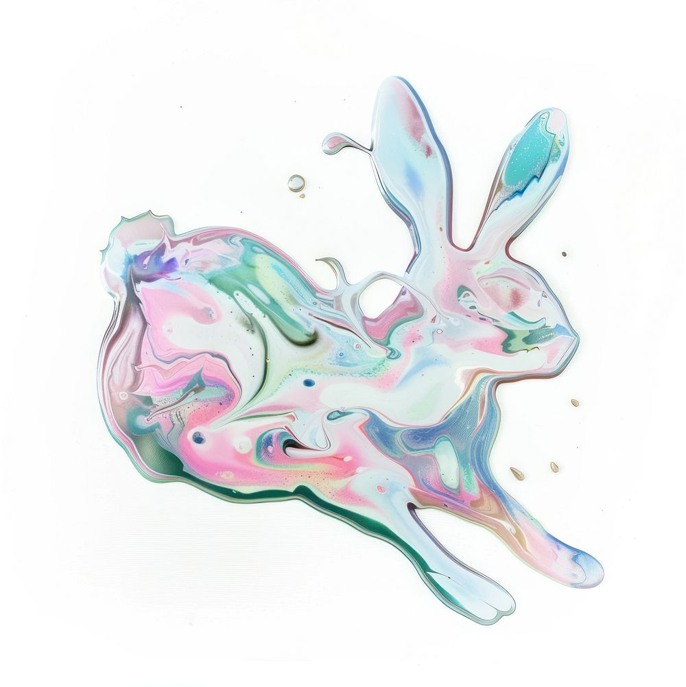 Acrylic pouring rabbit painting drawing animal.