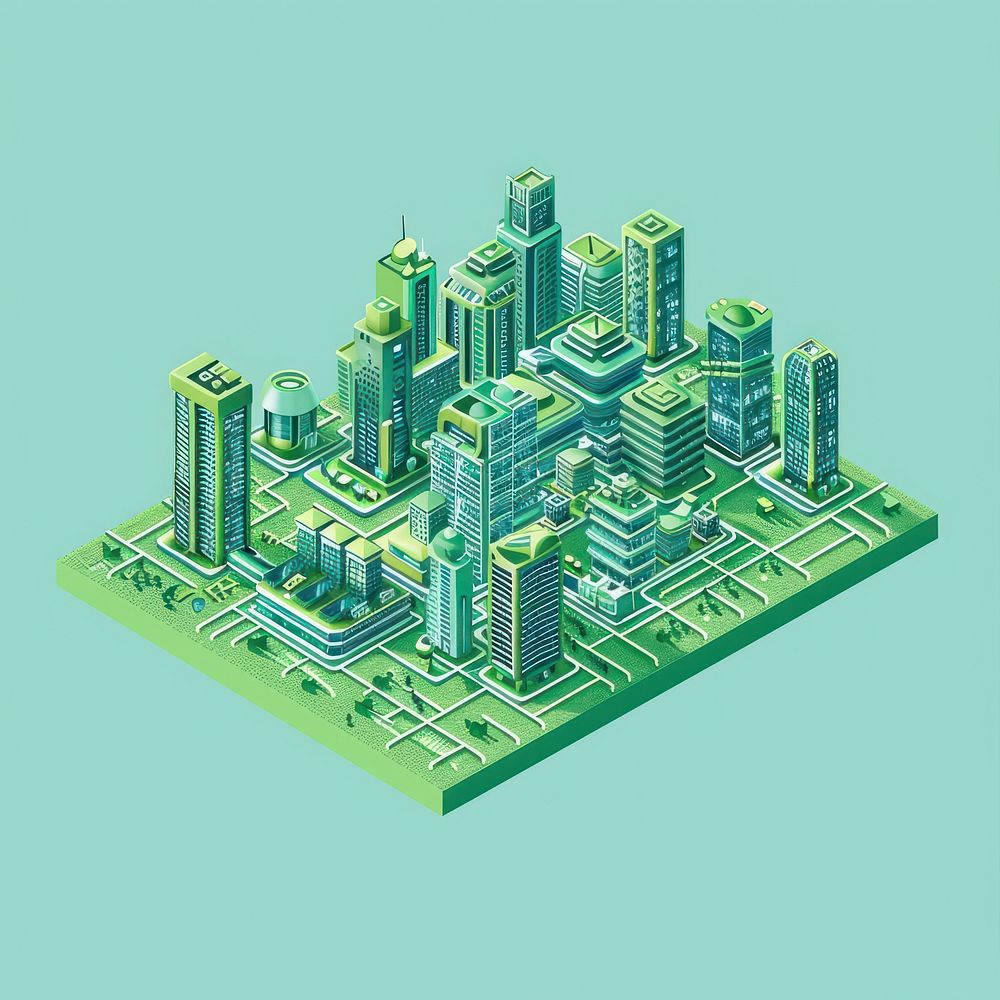 Smart city architecture building green.
