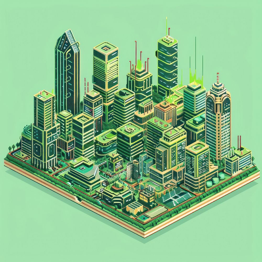 Smart city architecture metropolis skyscraper.