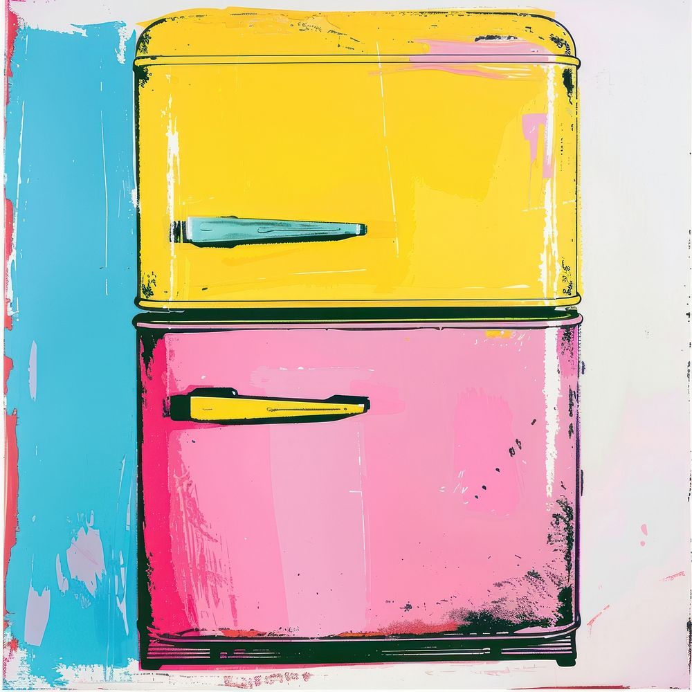 Silkscreen of a colorful fridge backgrounds creativity rectangle.