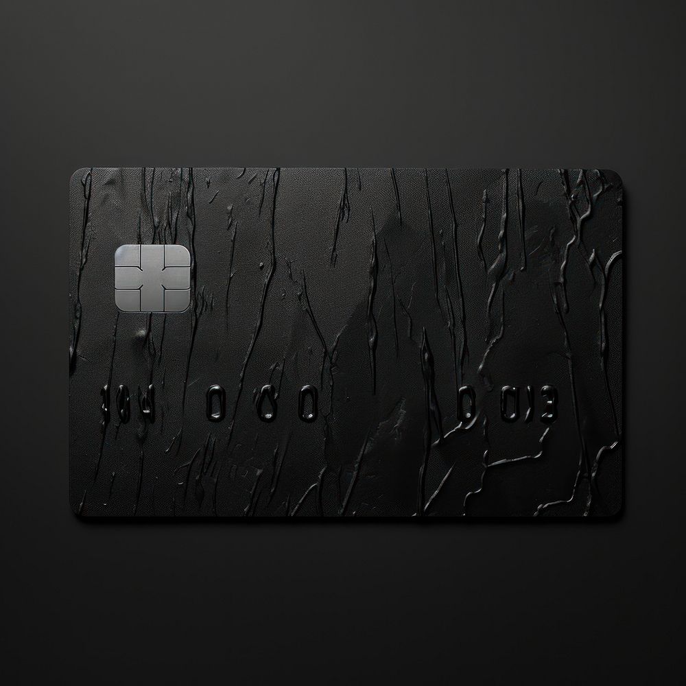 Silkscreen of a credit card black text multimedia.