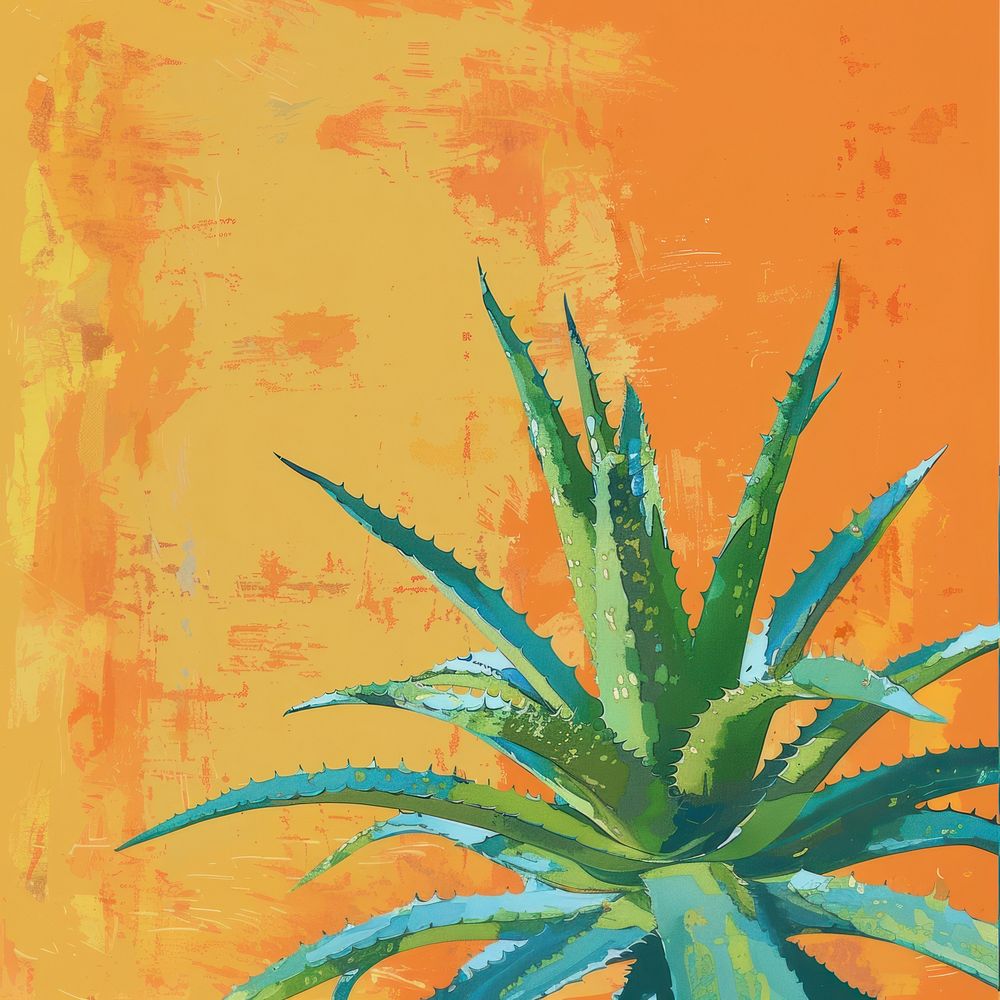 Silkscreen of a aloe vera backgrounds textured plant.