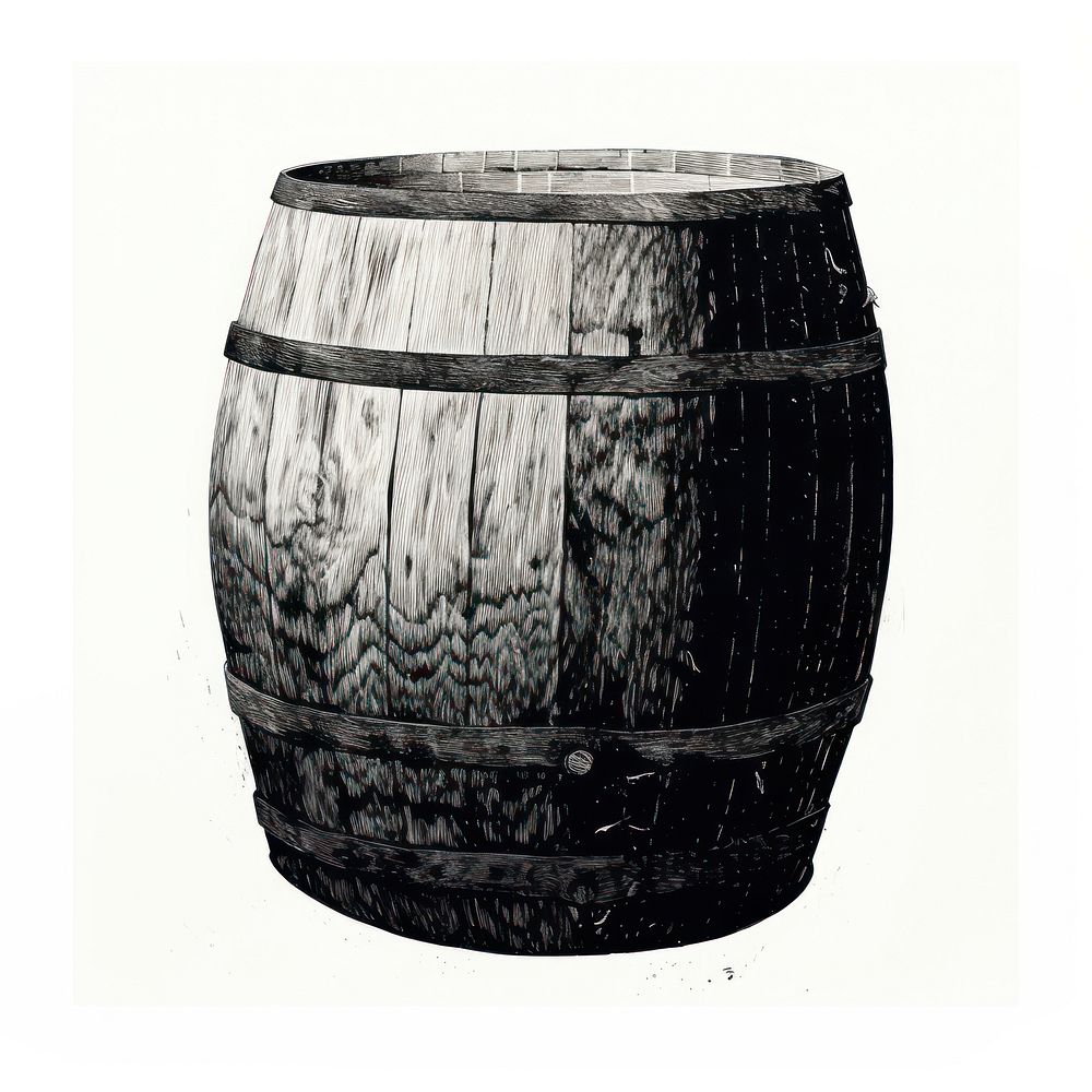 Silkscreen of a barrel keg white background refreshment.