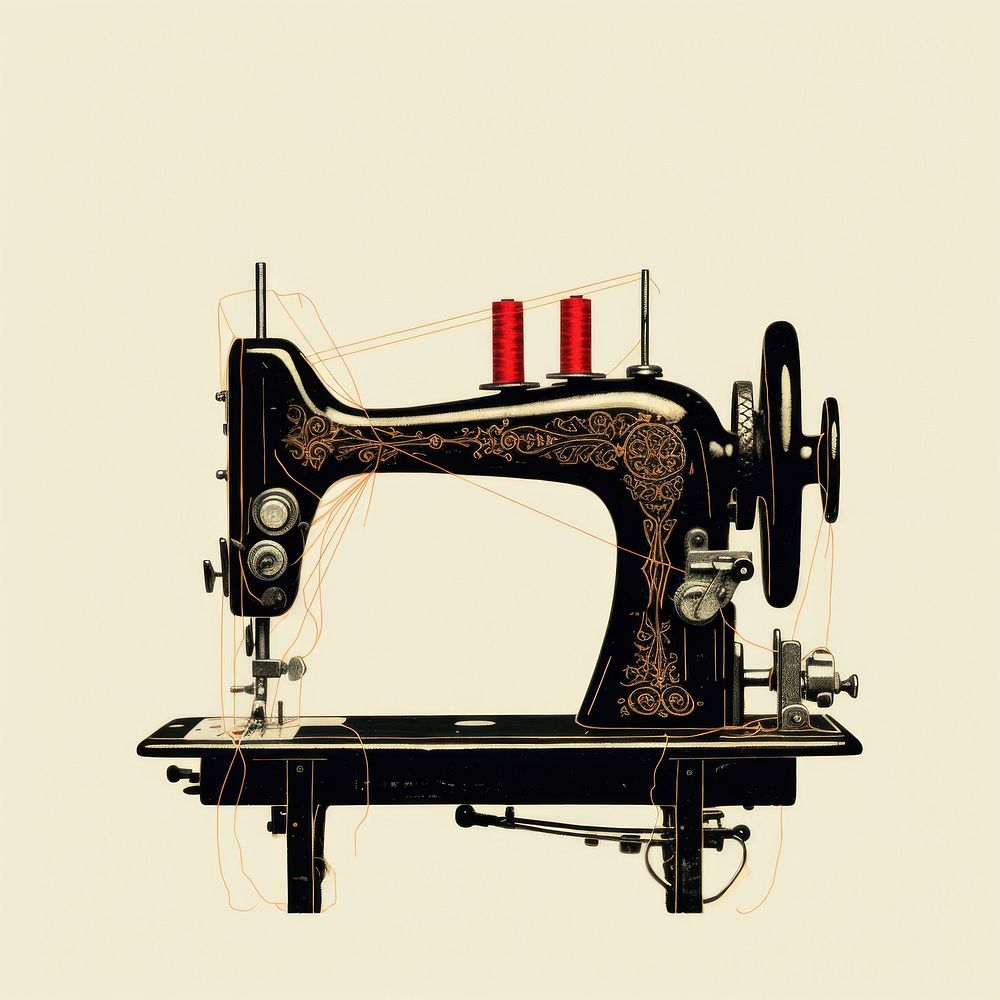 Silkscreen of a sewing machine art technology machinery.