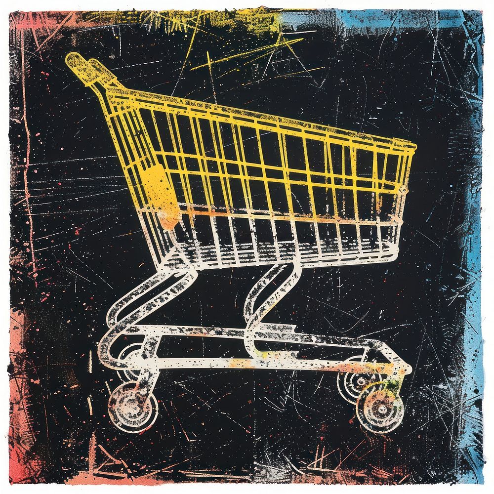 Silkscreen of a shopping cart backgrounds architecture consumerism.