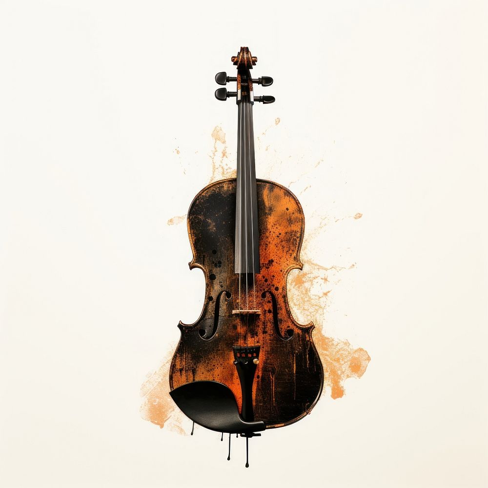 Silkscreen of a violin white background orchestra violinist.