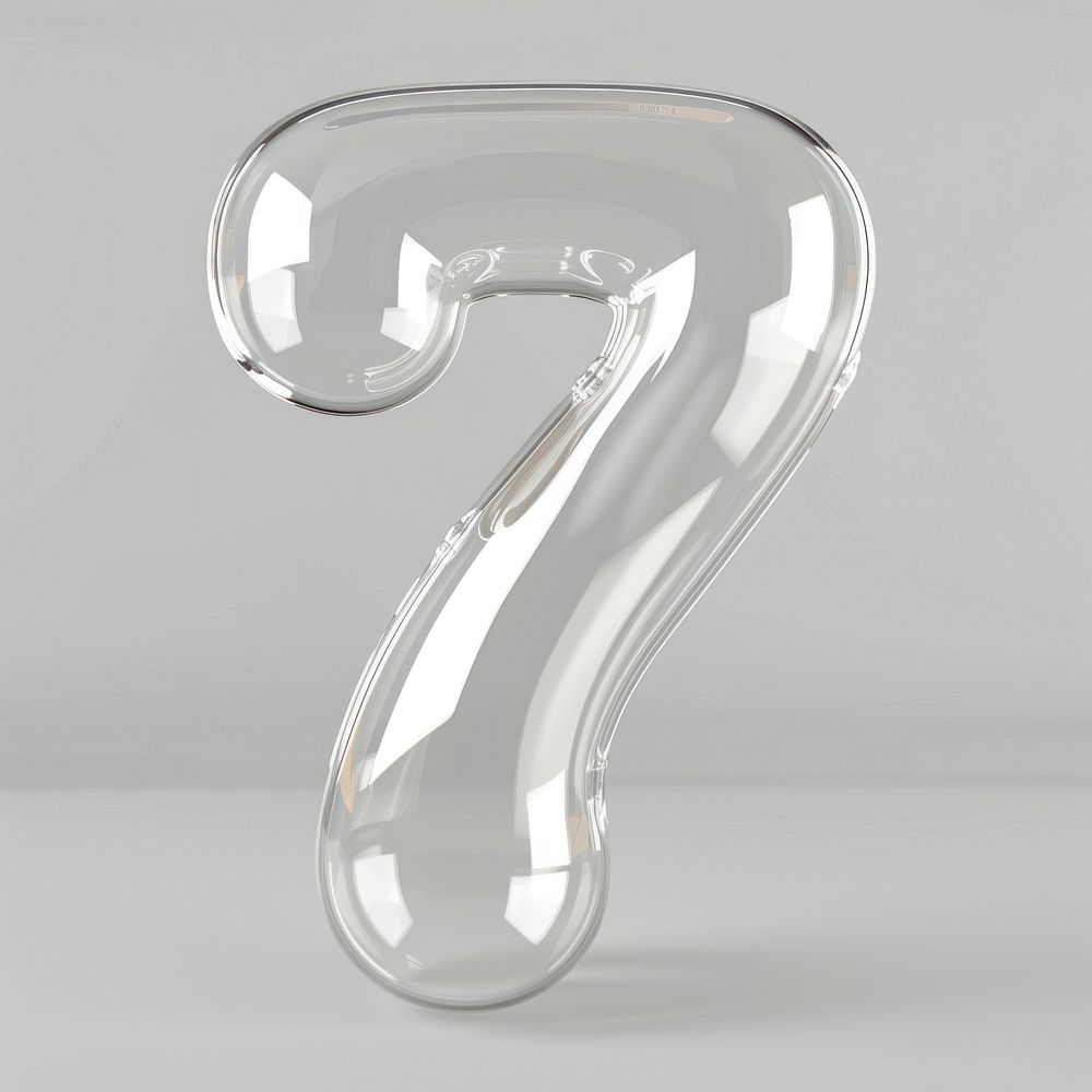 Number letter 7 transparent glass white.