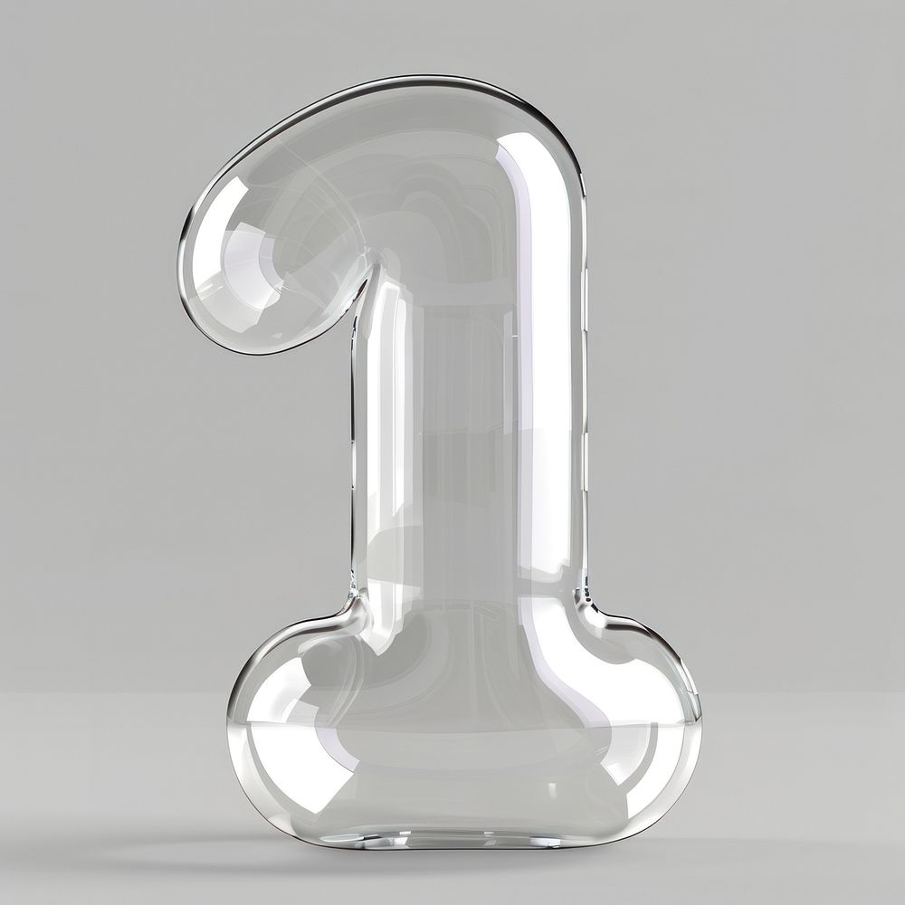 Number letter 1 white glass simplicity.