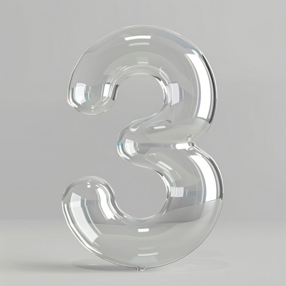 Number letter 3 transparent glass simplicity.