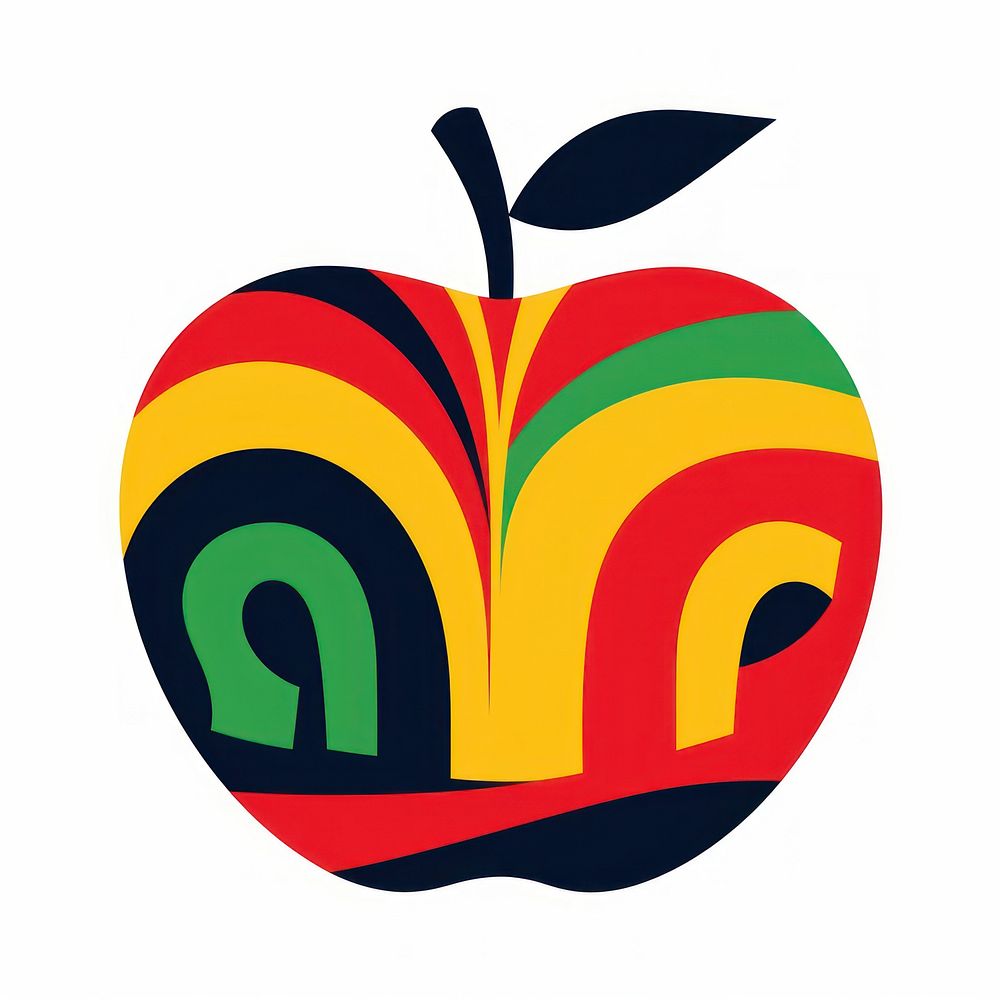 Vector apple impressionism fruit logo red.
