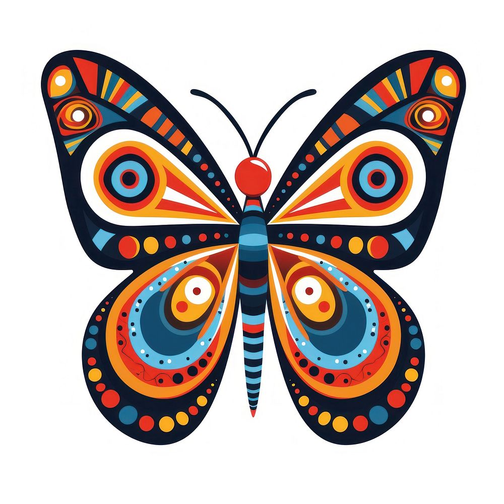 Vector butterfly impressionism pattern art white background.