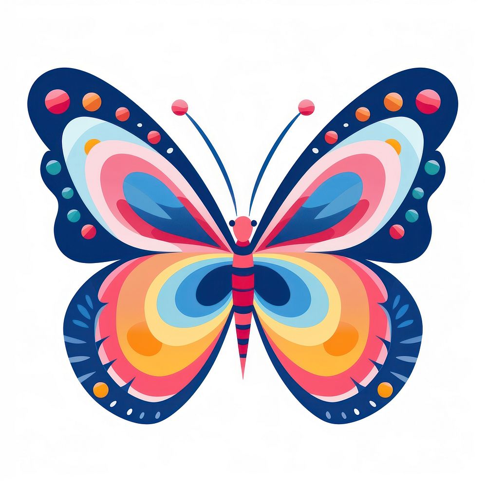Vector butterfly impressionism pattern art white background.