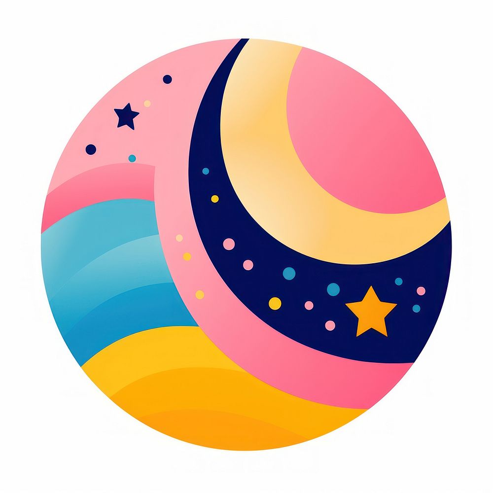 Vector moon impressionism pink astronomy football.