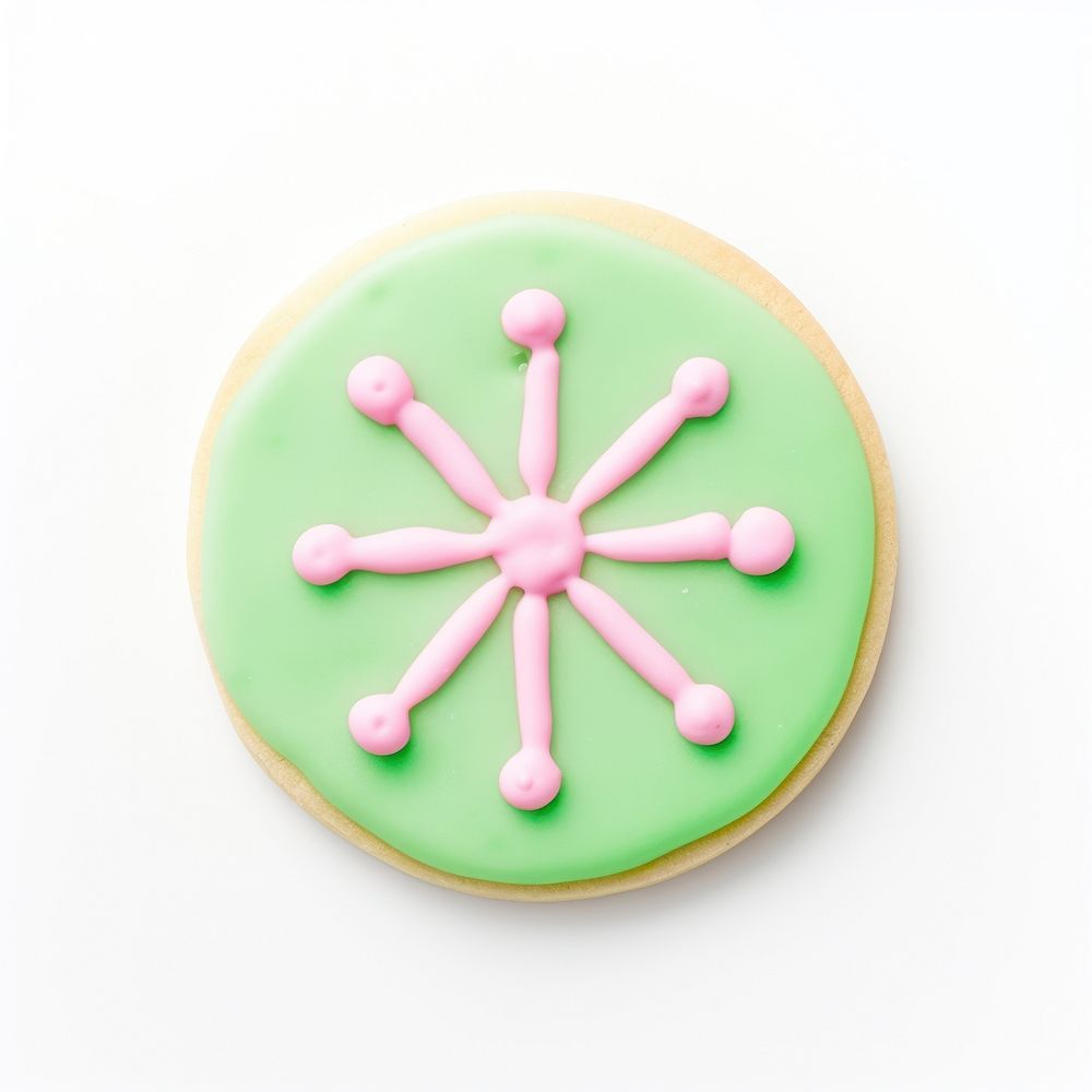 Circle shape cookie art icing dessert green.