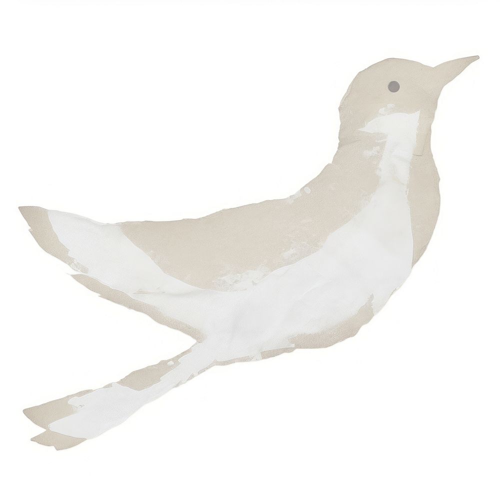 Bird shape ripped paper animal white white background.