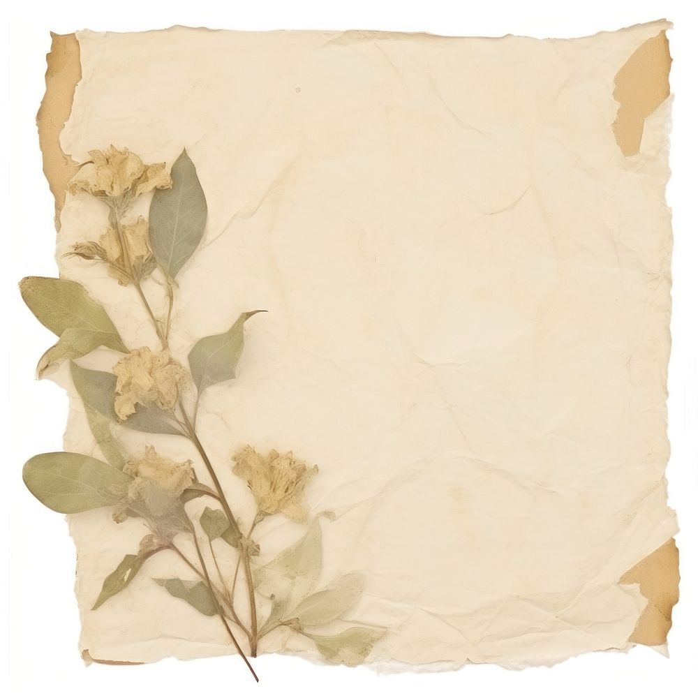 Botanical ripped paper backgrounds text white background.