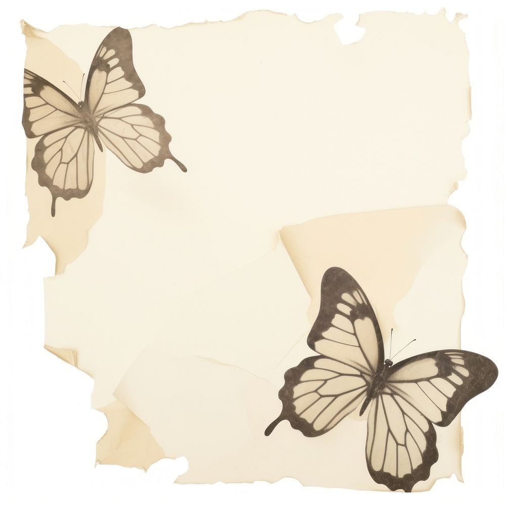 Butterfly ripped paper drawing animal insect.