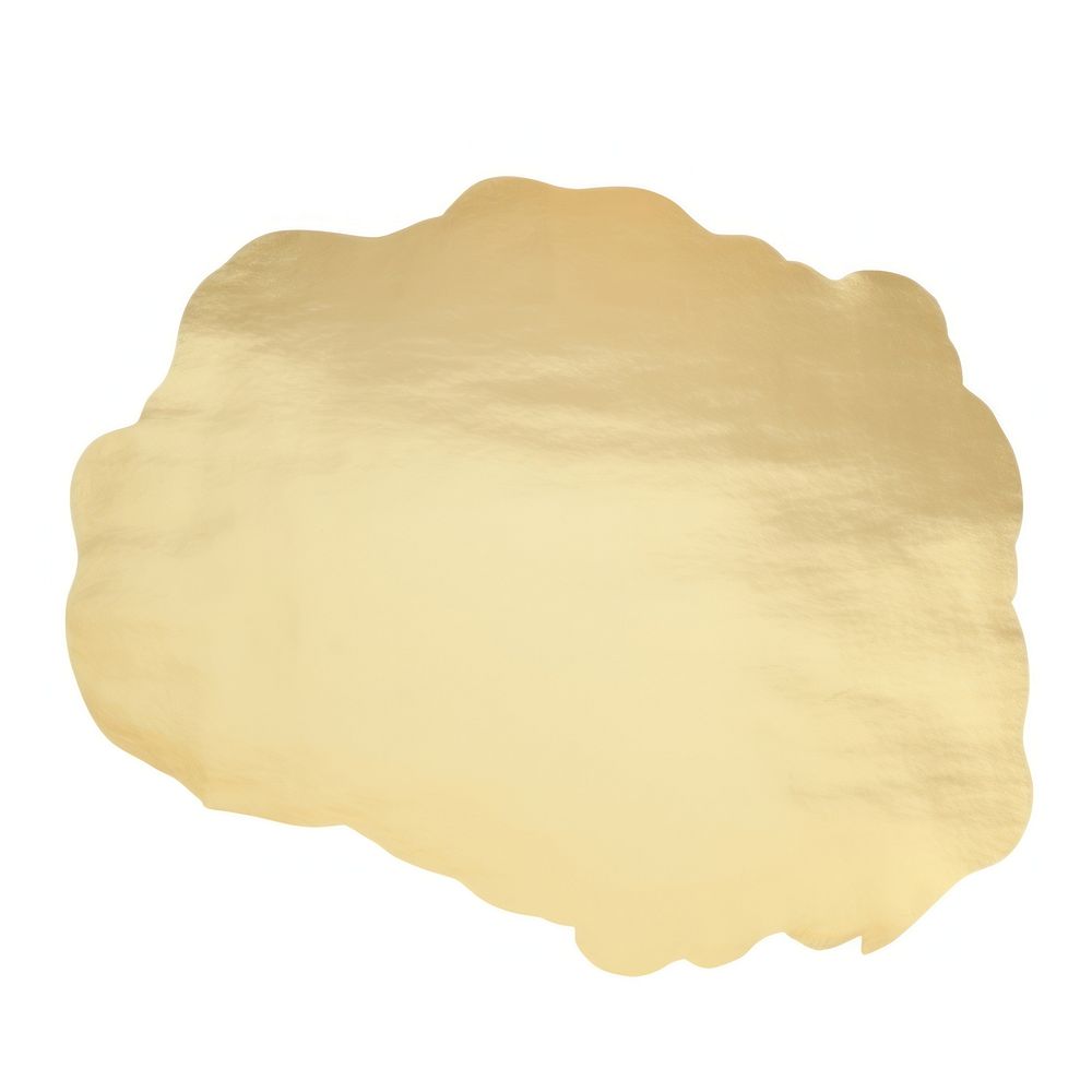 Gold cloud shape ripped paper white background rectangle textured.