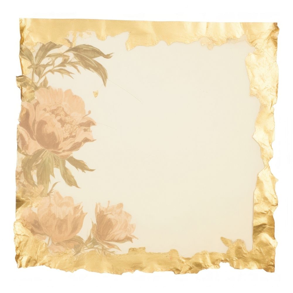 Gold floral ripped paper painting pattern flower.