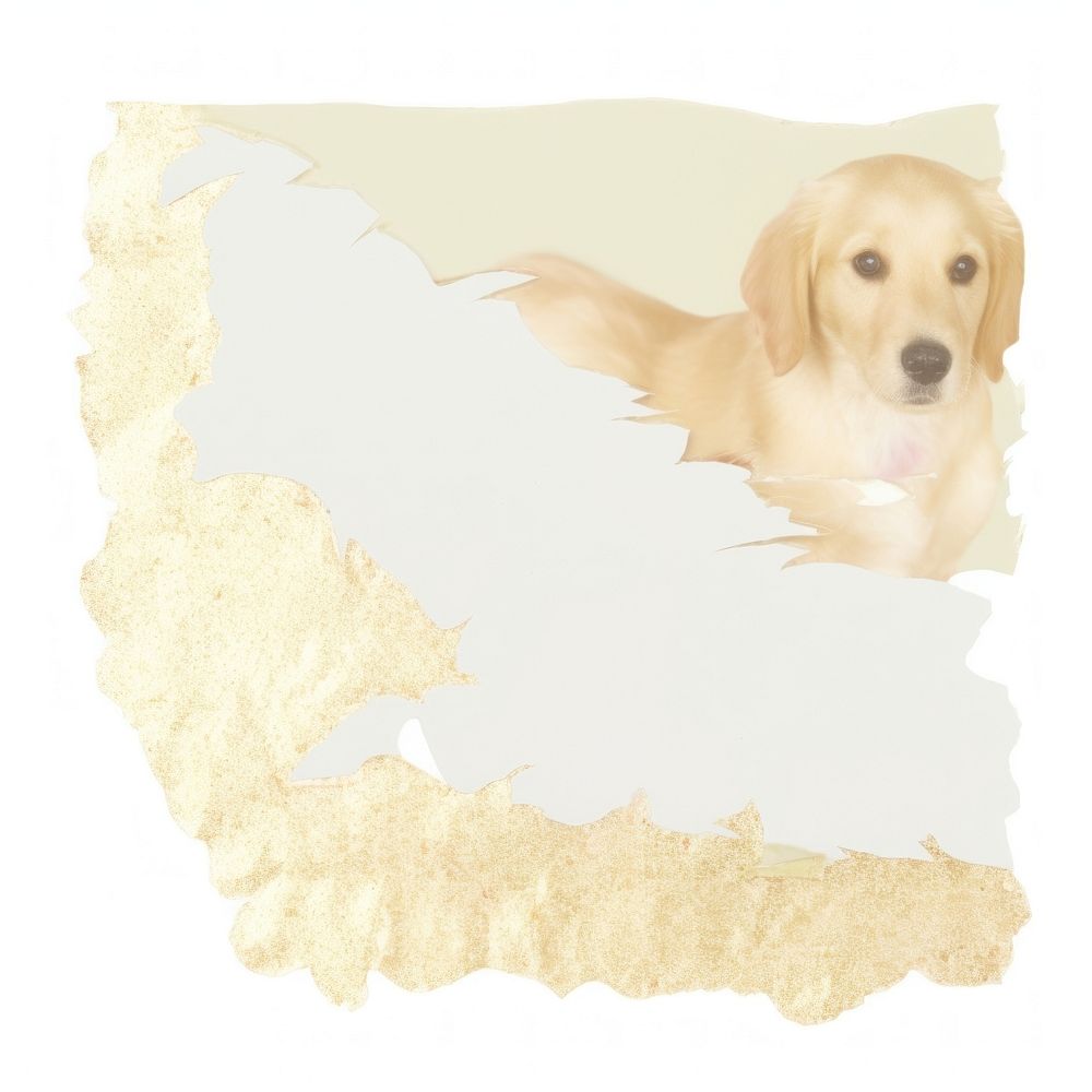 Gold glitter puppy ripped paper animal mammal pet.