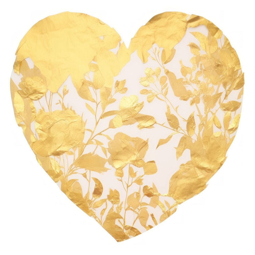 Gold heart florals ripped paper backgrounds white background creativity.