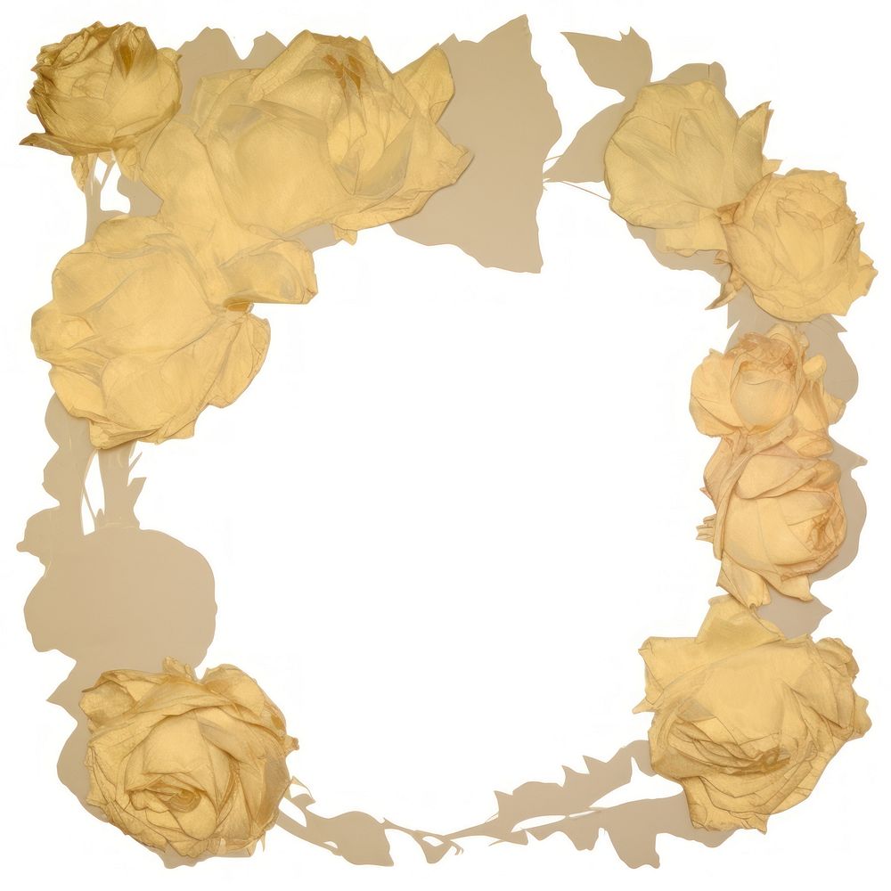 Gold roses ripped paper flower petal plant.
