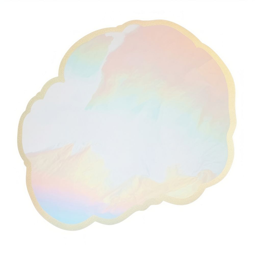 Holographic cloud shape ripped paper white background lightweight translucent.