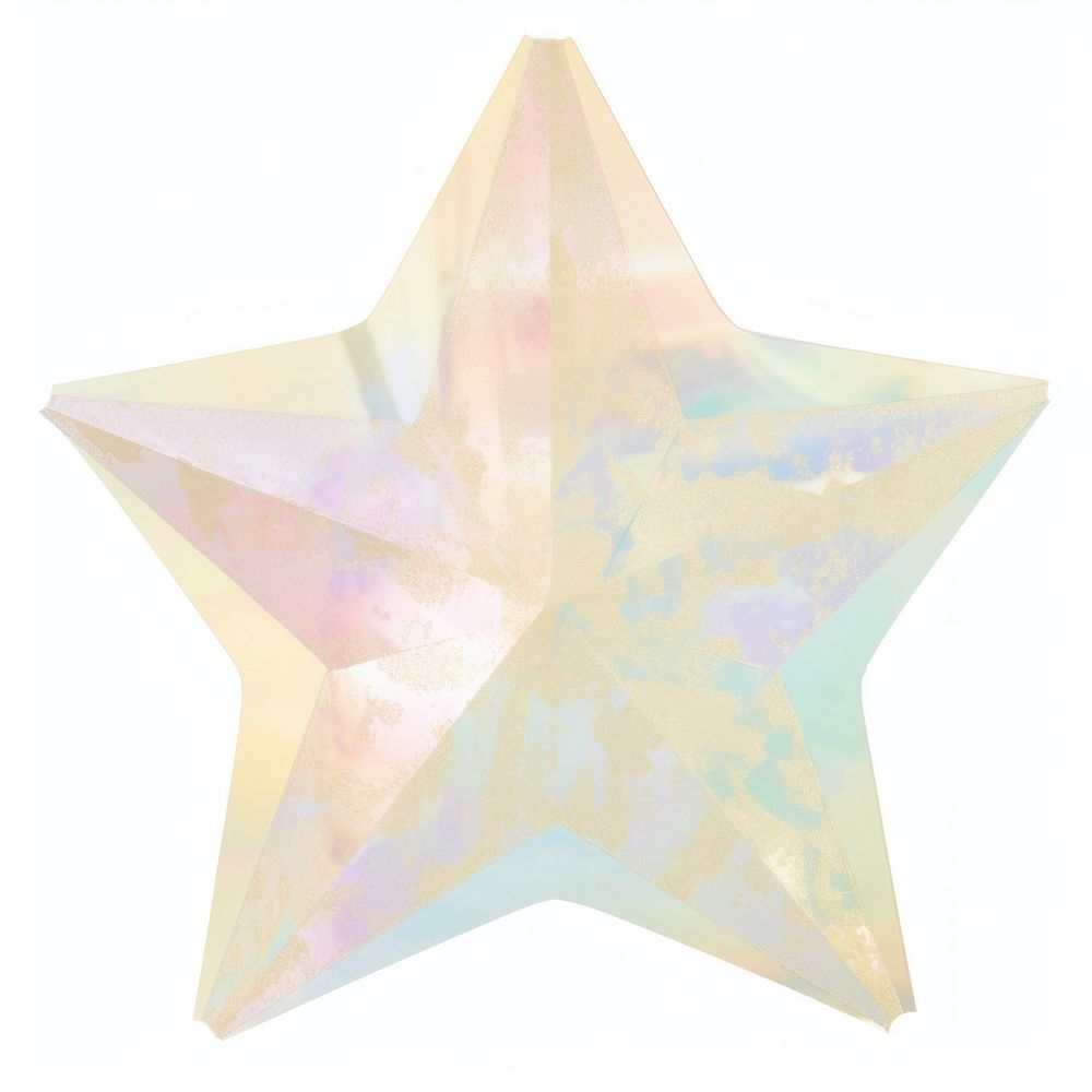 Holographic star ripped paper white background chandelier abstract.