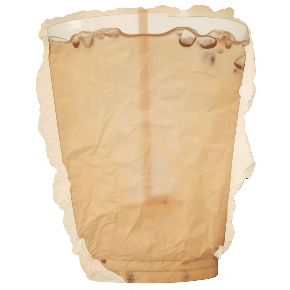 Iced coffee ripped paper white background underpants percussion.
