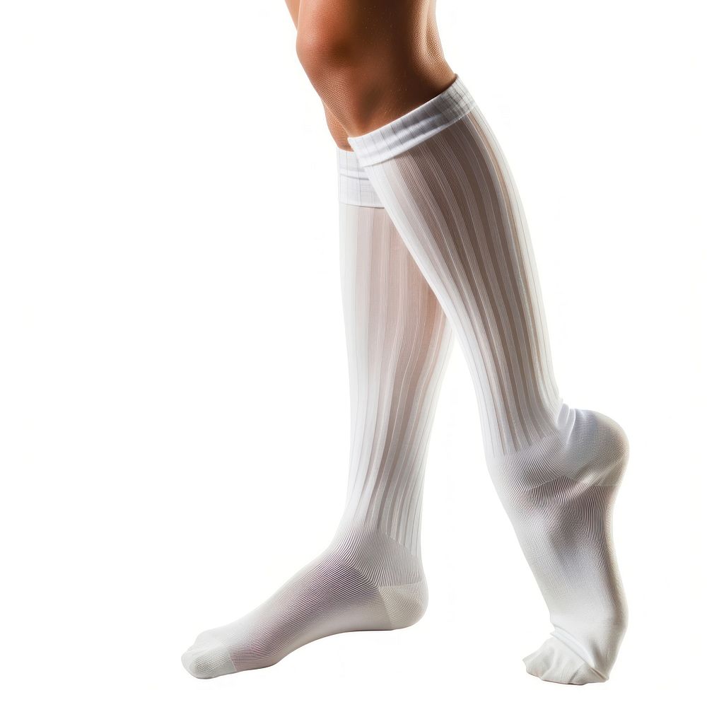 Plain white sock pantyhose footwear standing.