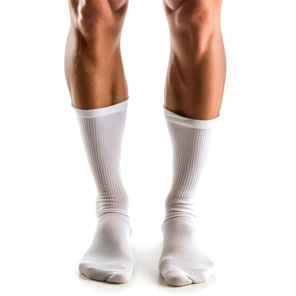 Plain white sock bodybuilding exercising portrait.