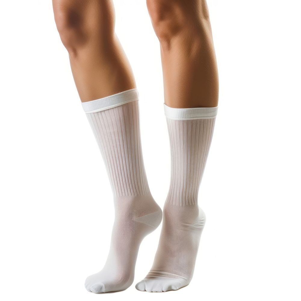 Plain white sock pantyhose portrait footwear.