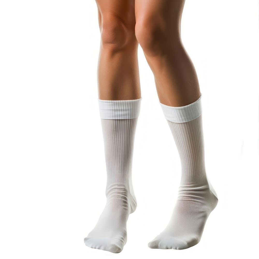 Plain white sock footwear portrait standing.