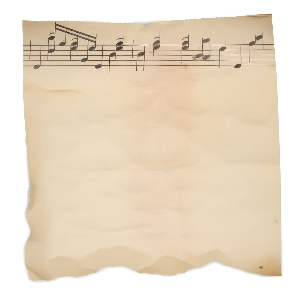Music note ripped paper text backgrounds white background.
