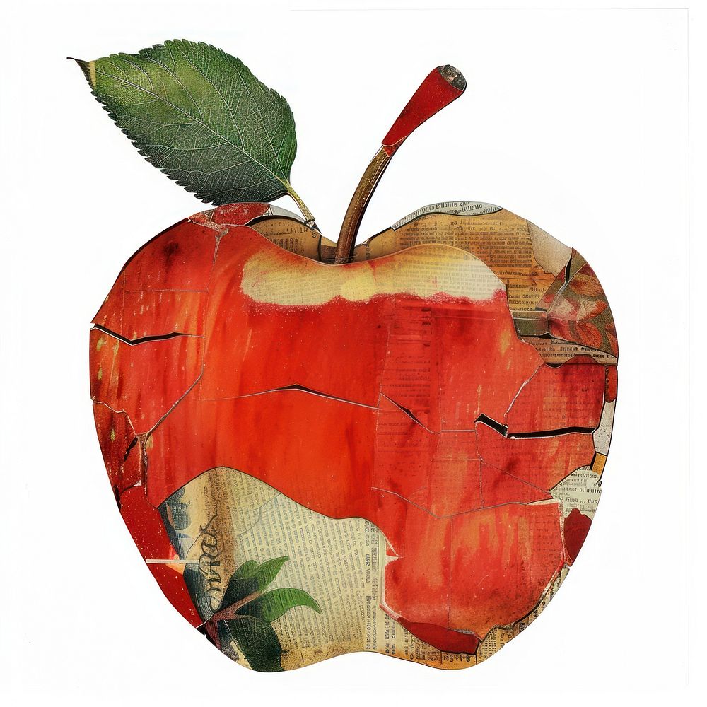 Apple shape collage cutouts fruit plant food.