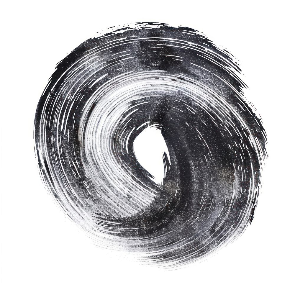 Circle shape brush strokes drawing spiral sketch.