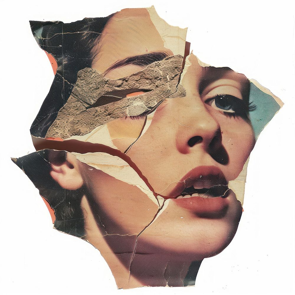 Woman cry shape collage adult art.