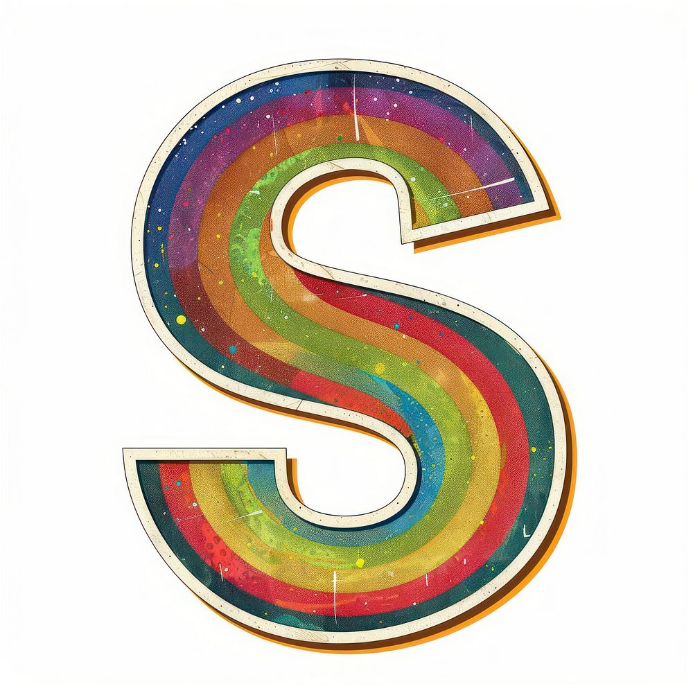Rainbow with alphabet S pattern number font.