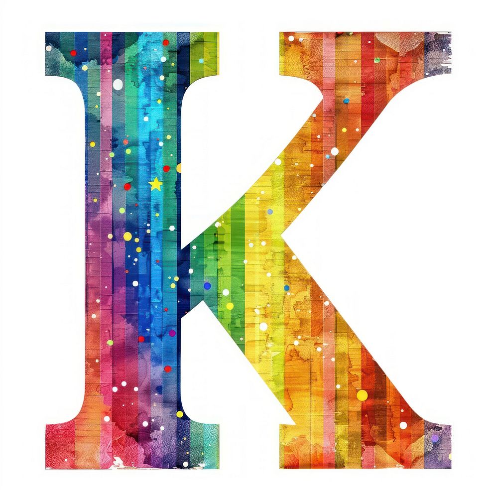 Rainbow with alphabet K backgrounds pattern paper.