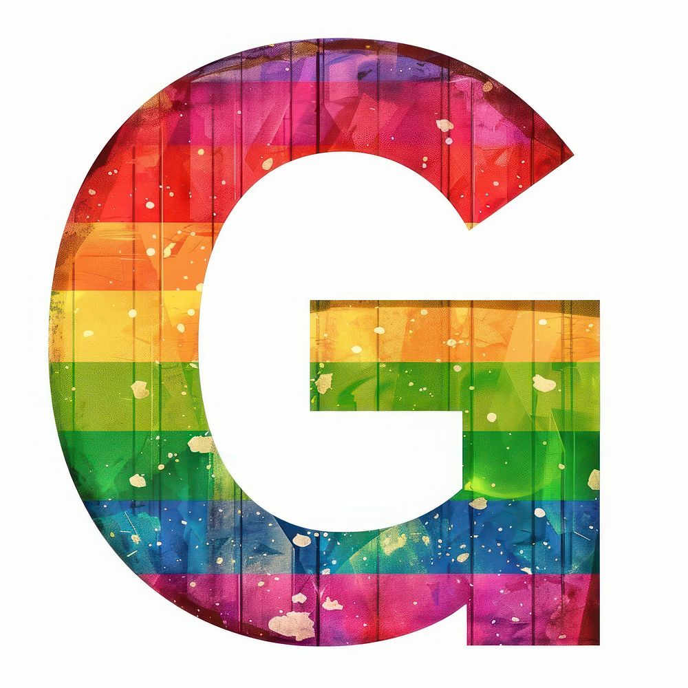 Rainbow with alphabet G pattern font text.