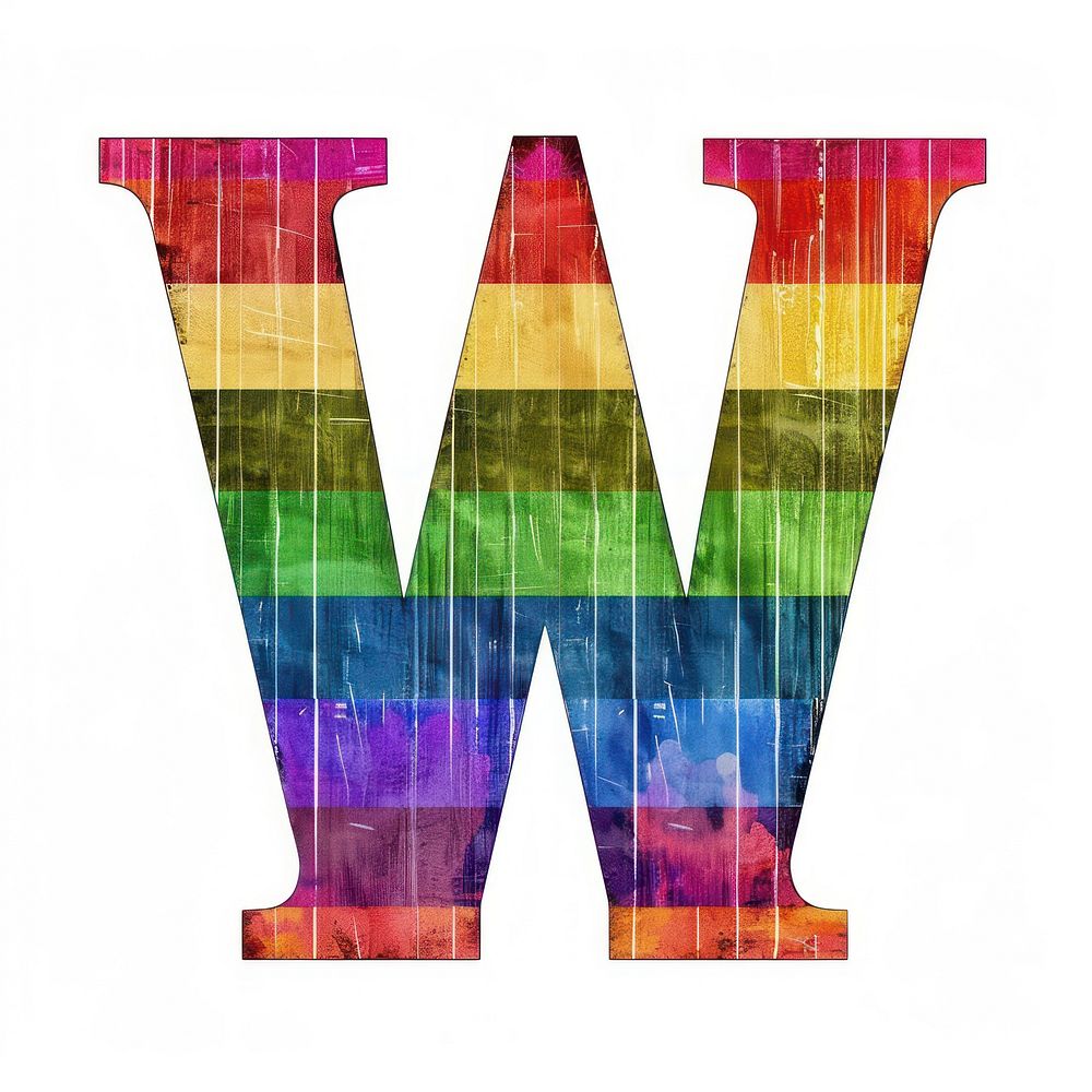 Rainbow with alphabet W collage purple person.