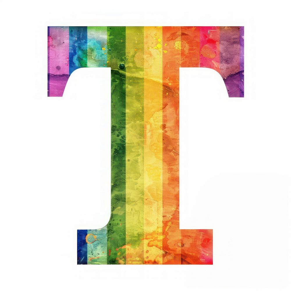Rainbow with alphabet T pattern symbol font.