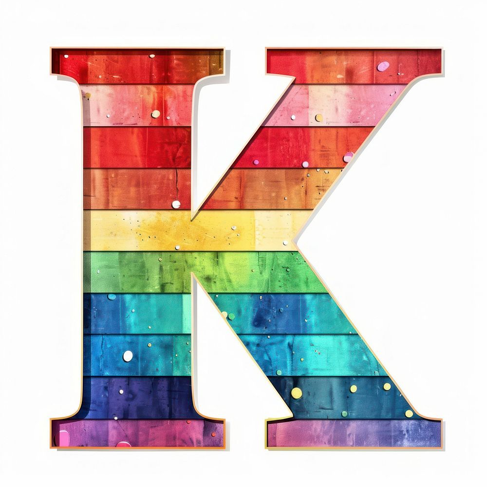Rainbow with alphabet K pattern symbol font.