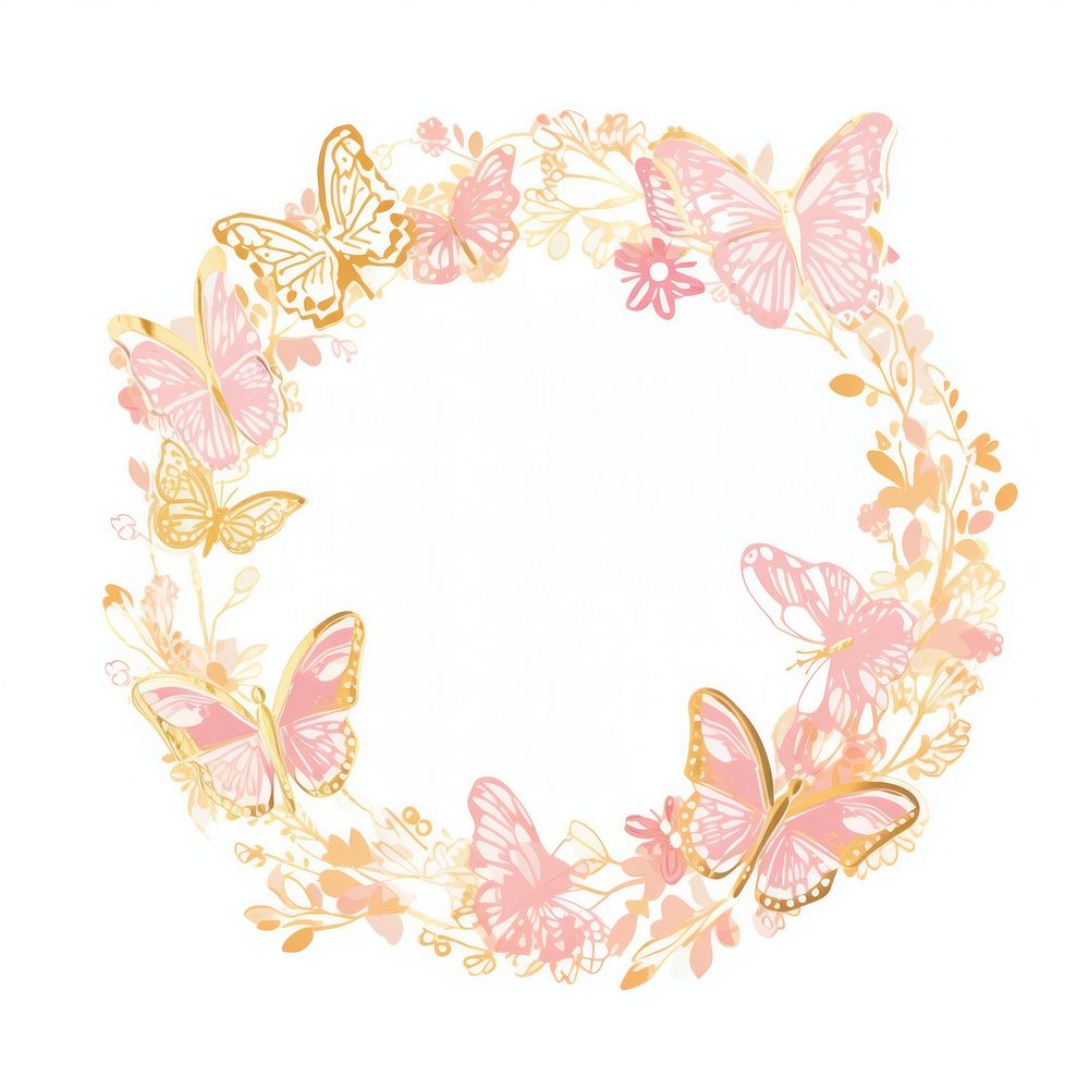 Butterfly circle frame pattern pink art.